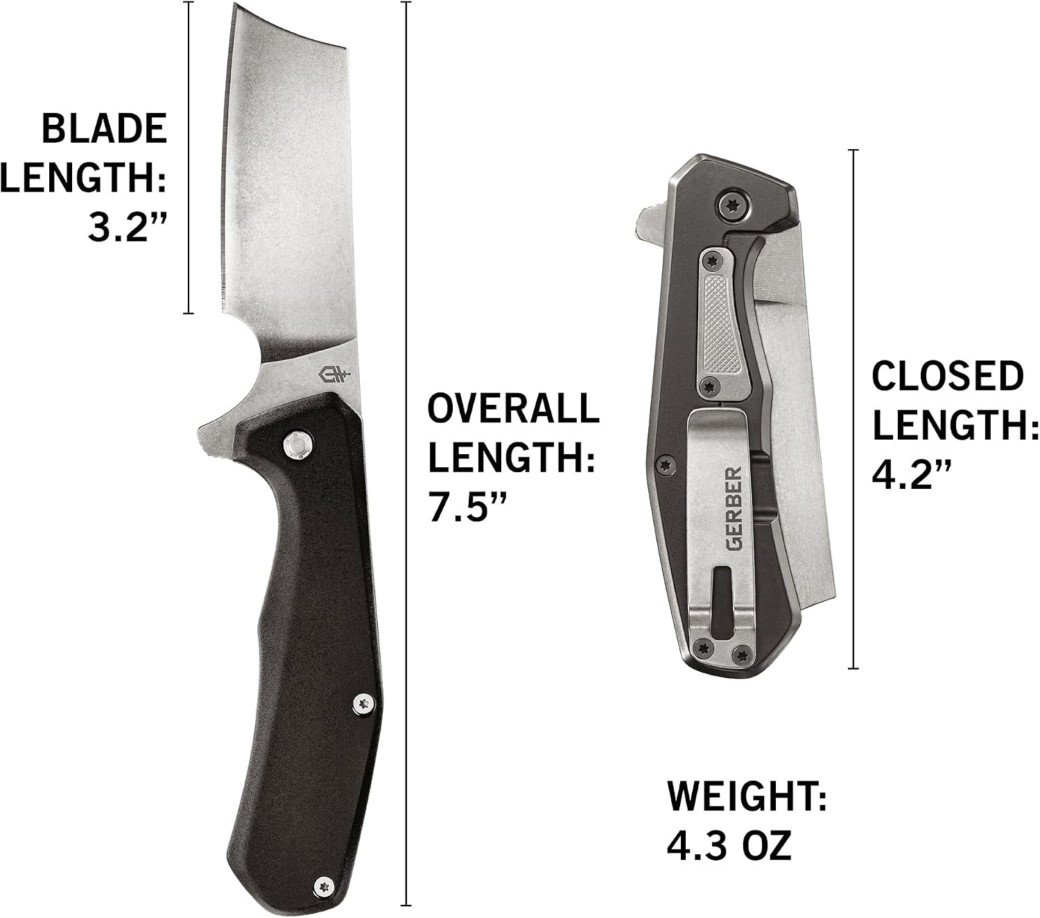 image:imageGerber Asada EDC Folding Cleaver Pocket Knife Hunting Pocket Clip Onyx