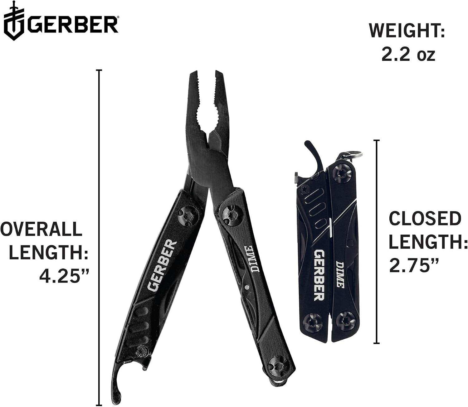 image:imageGerber Dime 12in1 Mini Multitool Pliers Pocket KnifeBottle OpenerBlackGreen