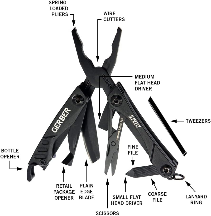 image:imageGerber Dime 12in1 Mini Multitool Pliers Pocket KnifeBottle OpenerBlackRed