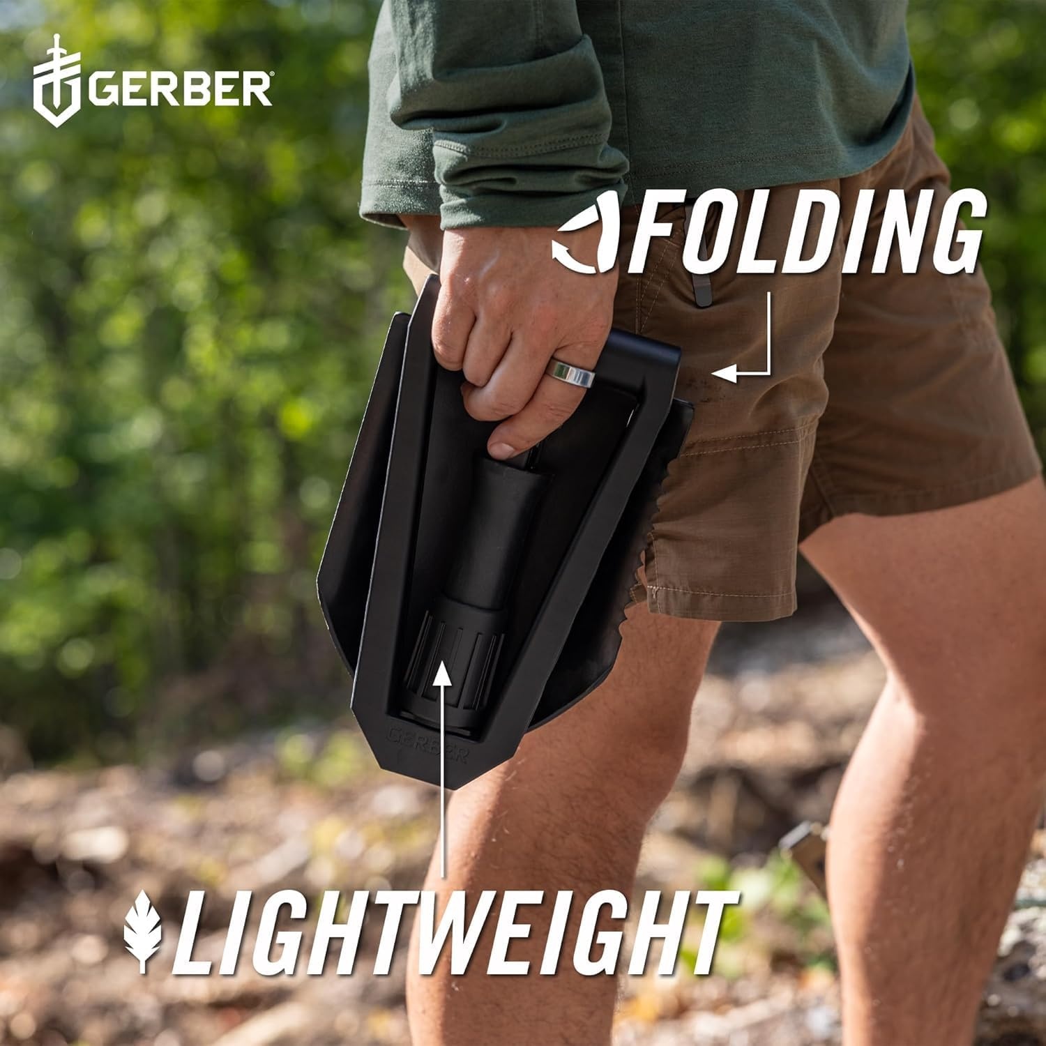 image:imageGerber ETool Tactical Folding Spade Camping Shovel w Serrated Edge BlackM