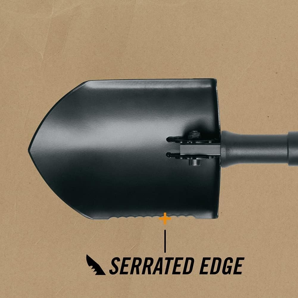 image:imageGerber ETool Tactical Folding Spade Camping Shovel w Serrated Edge BlackM