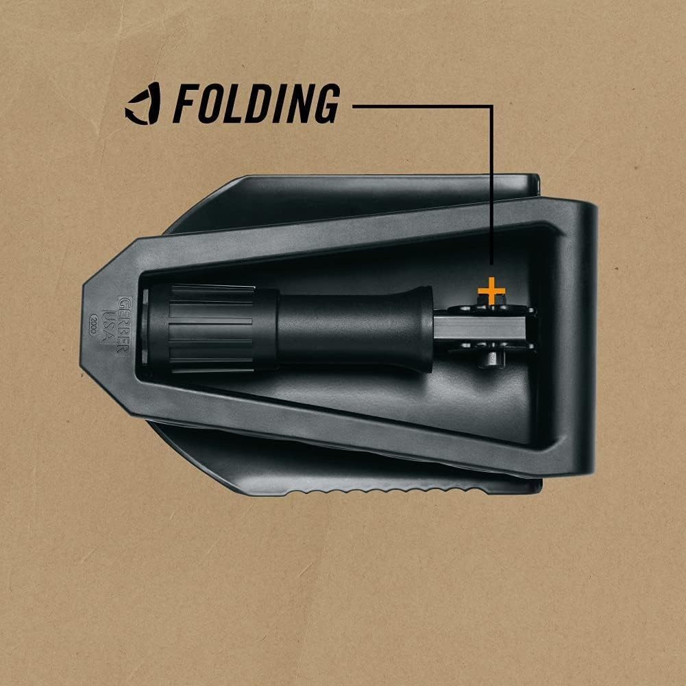image:imageGerber ETool Tactical Folding Spade Camping Shovel w Serrated Edge BlackM