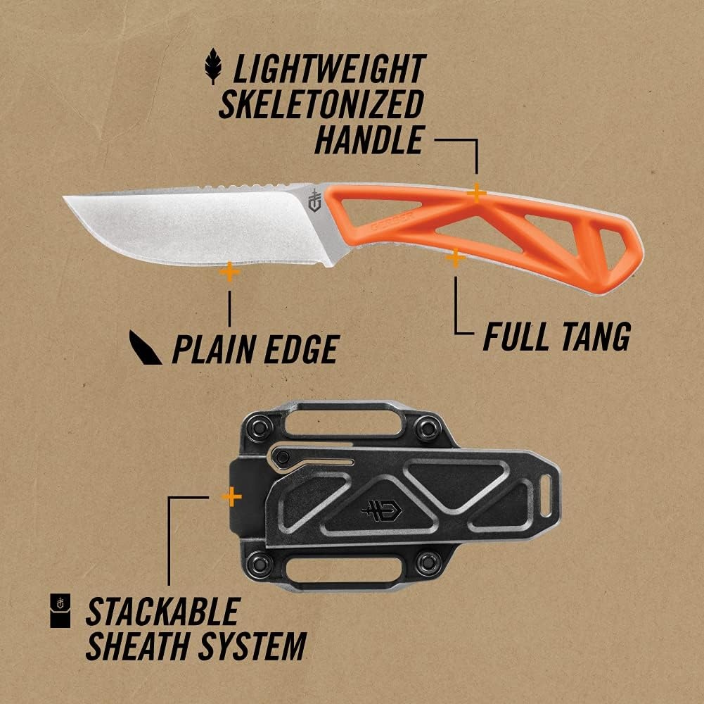 image:imageGerber EXOMOD Drop Point Fixed Blade Hunting Knife with Sheath Orange