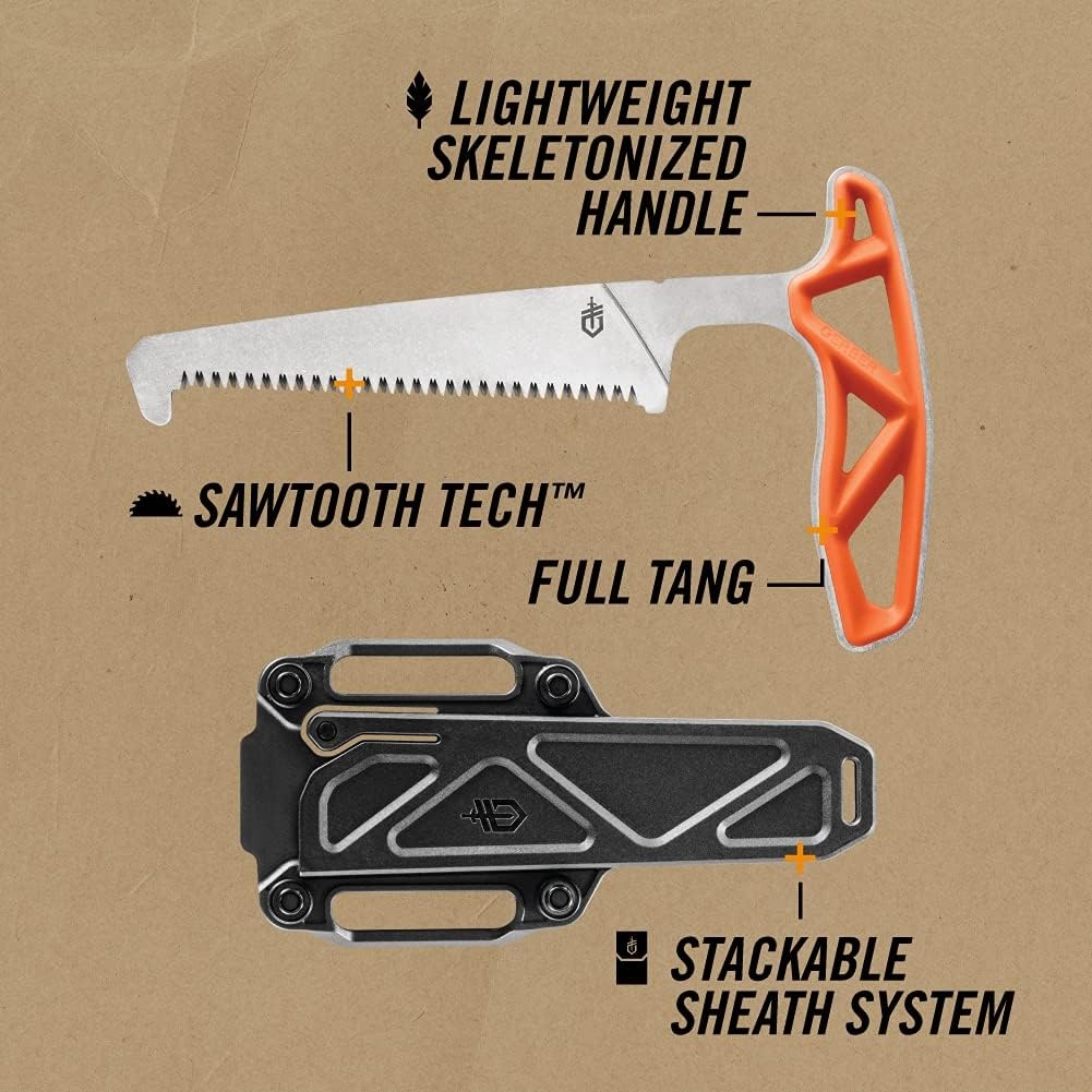 image:imageGerber EXOMOD Pack Saw Lightweight Camping Hunting Saw with Sheath Orange