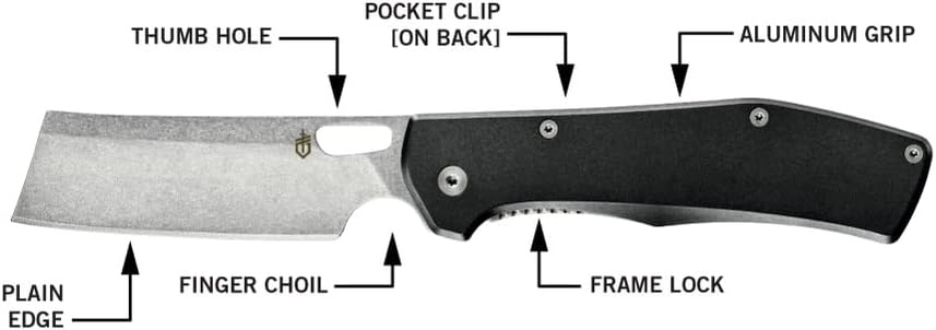 image:imageGerber Flatiron EDC Folding Pocket Knife Pocket Clip Cleaver Blade BlackBlack