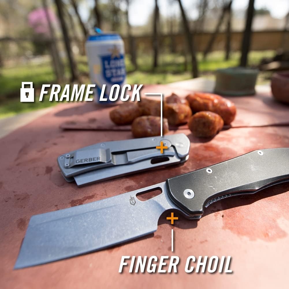 image:imageGerber Flatiron EDC Folding Pocket Knife Pocket Clip Cleaver Blade BlackBlack