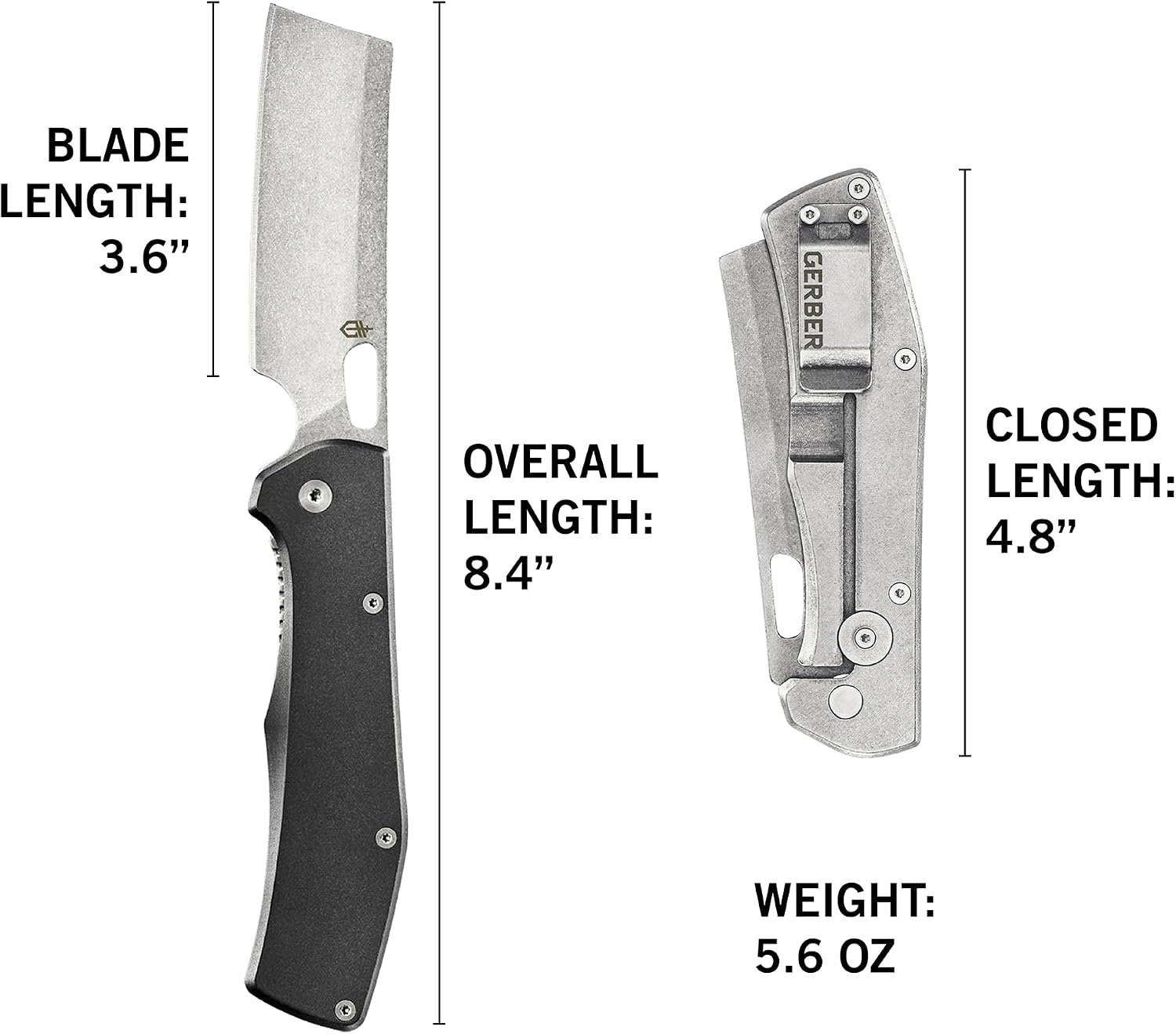 image:imageGerber Flatiron EDC Folding Pocket Knife Pocket Clip Cleaver Blade BlackBlack