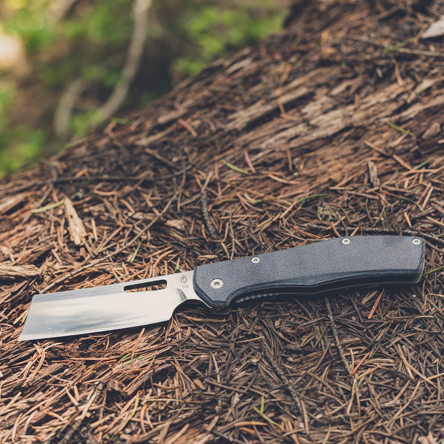 image:imageGerber Flatiron EDC Folding Pocket Knife Pocket Clip Cleaver Blade BlackGrey