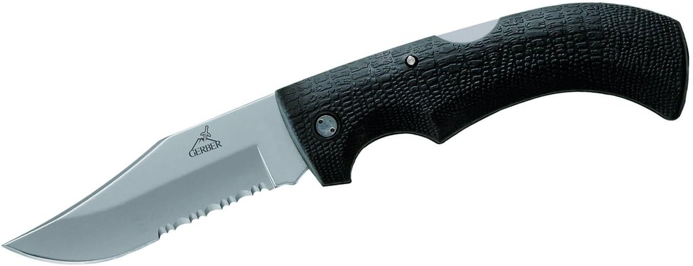 image:imageGerber Gator Folding Pocket Knife wGator Grip Serrated Edge Camping