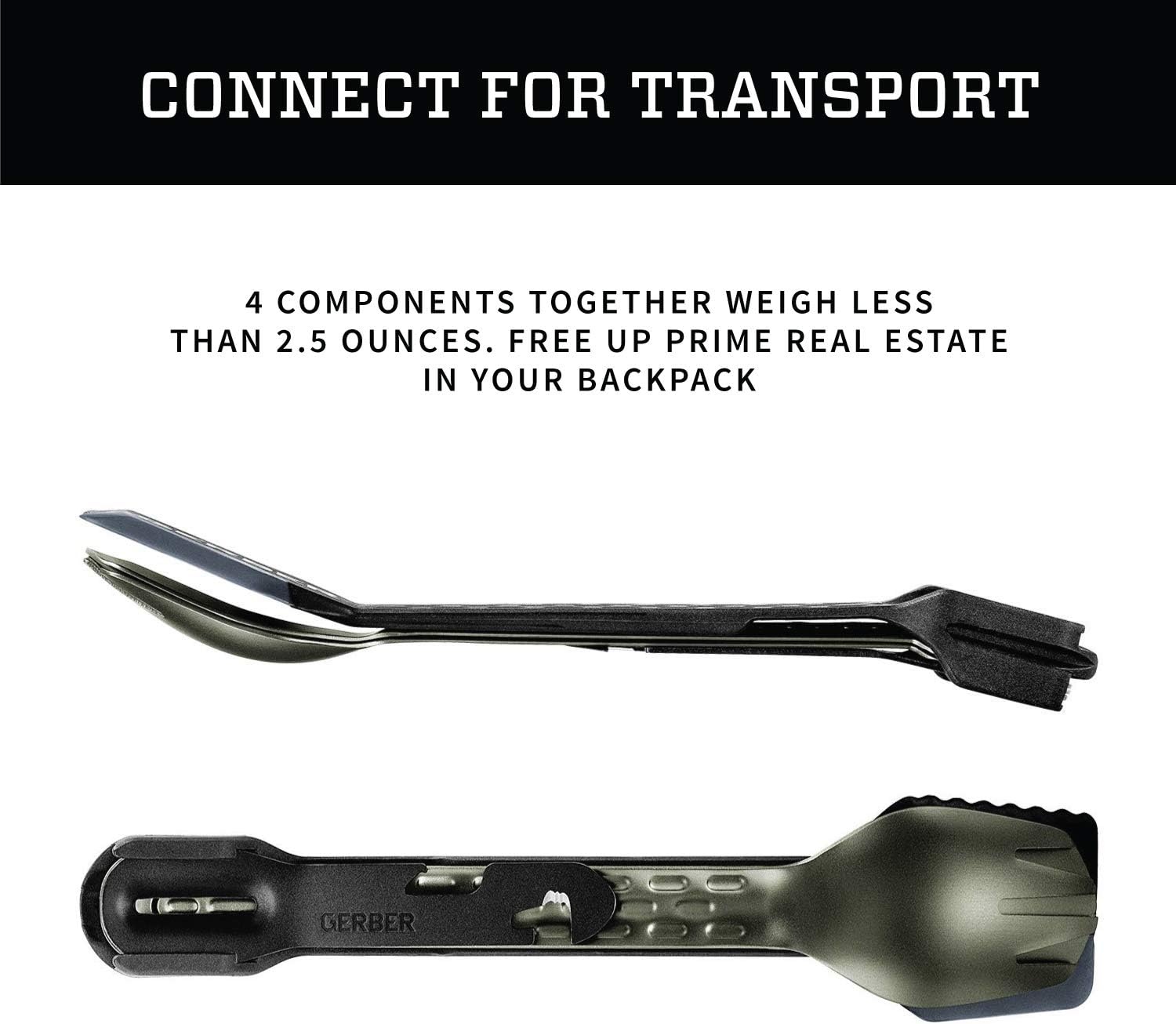 image:imageGerber Gear ComplEAT Camping Utensils Set for Outdoor Cooking Camping Cutlery with Fork Spoon Tongs Spatula and MultiFunctional Tool Flat SageSage