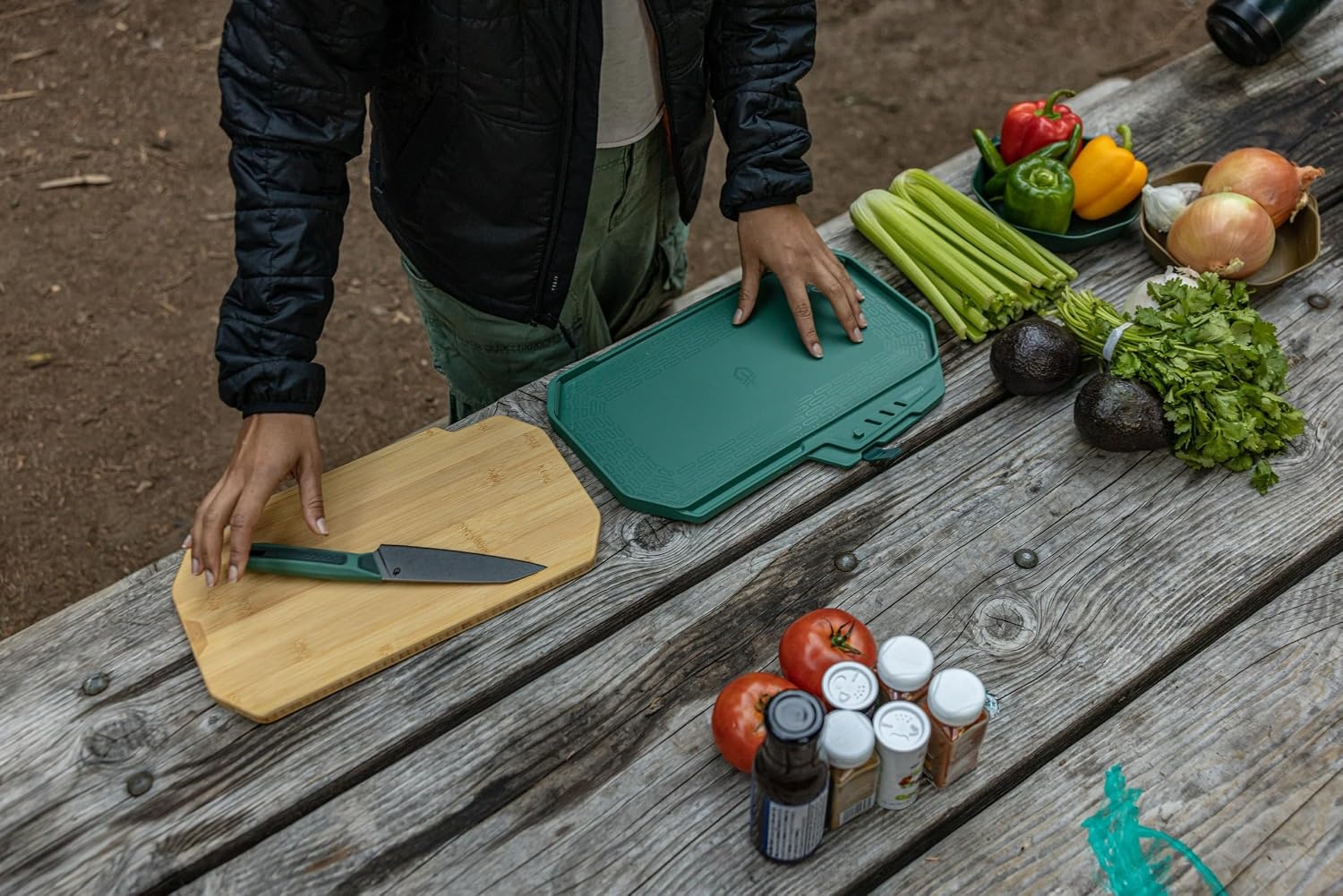 image:imageGerber Gear ComplEAT Cutting Board Set Chef amp Paring Knife BambooSlim