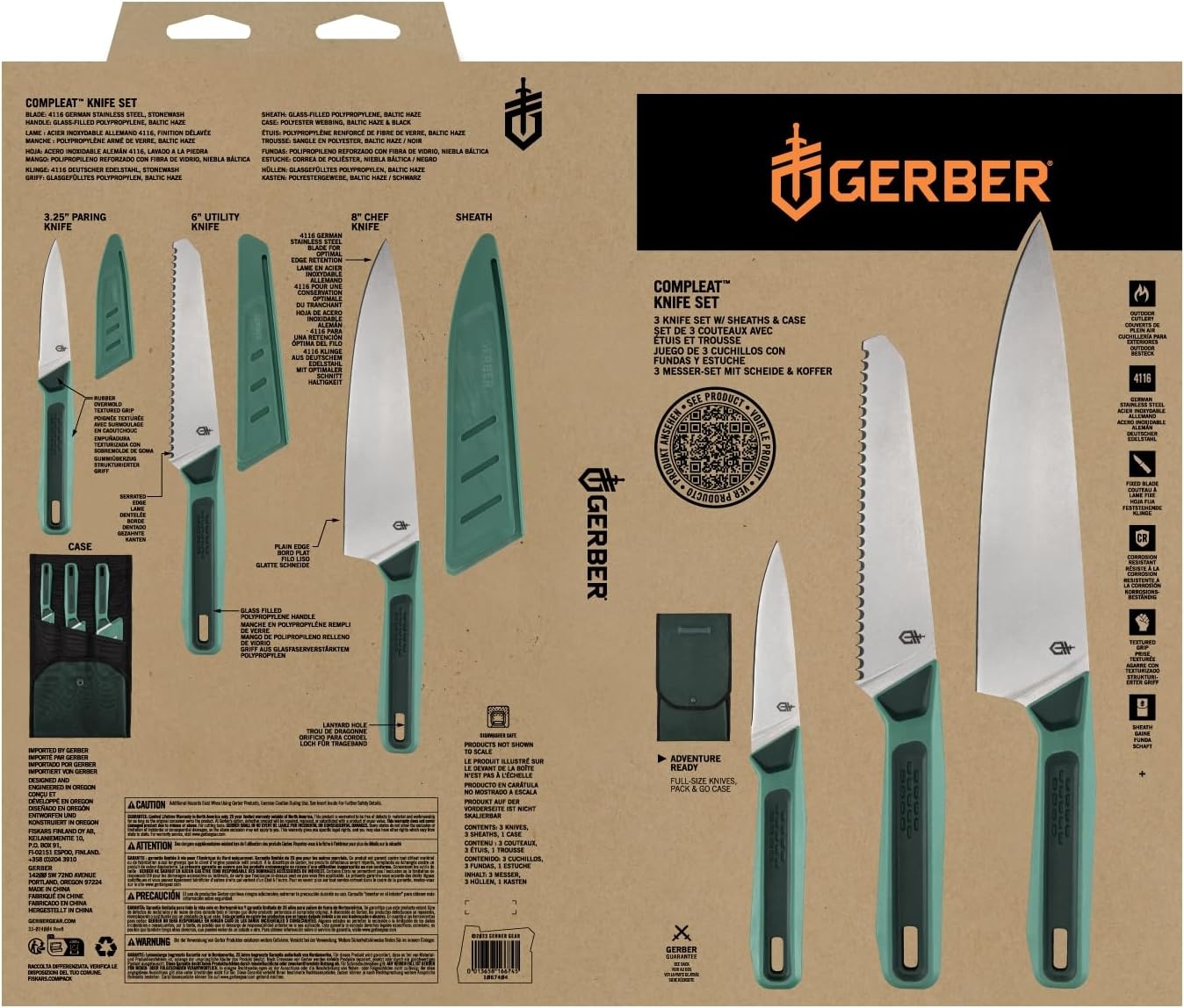 image:imageGerber Gear ComplEAT Knife Set 3Piece Camp Chef amp Paring Knives