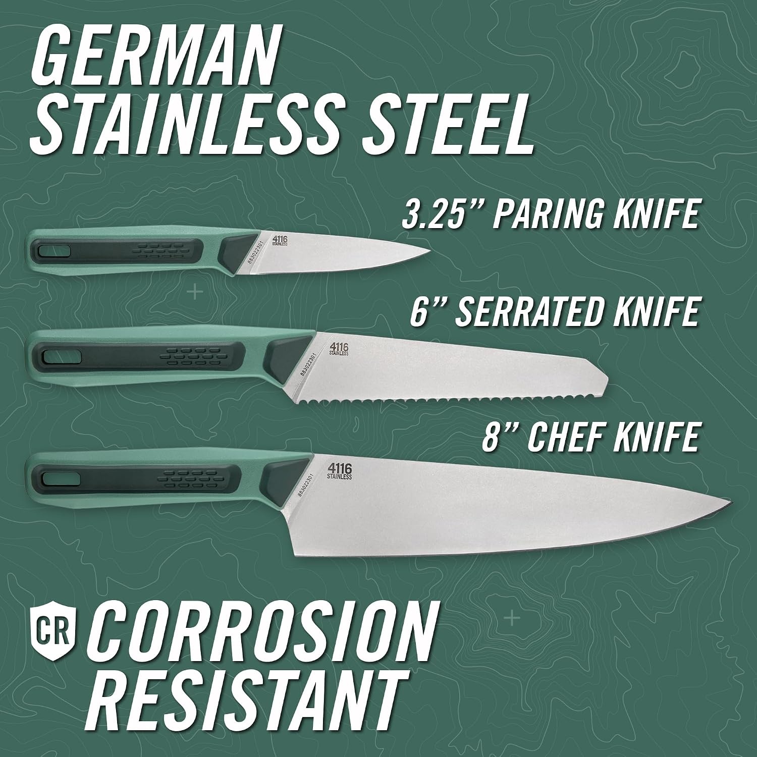 image:imageGerber Gear ComplEAT Knife Set 3Piece Camp Chef amp Paring Knives