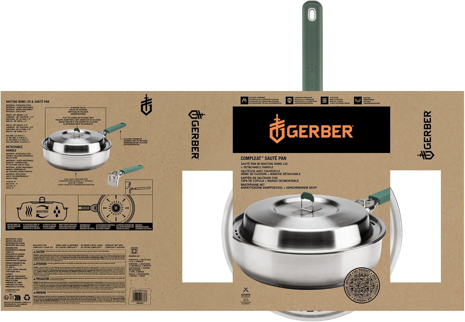 image:imageGerber Gear ComplEAT Saute Pan Stainless Camp Cookware Removable Handle