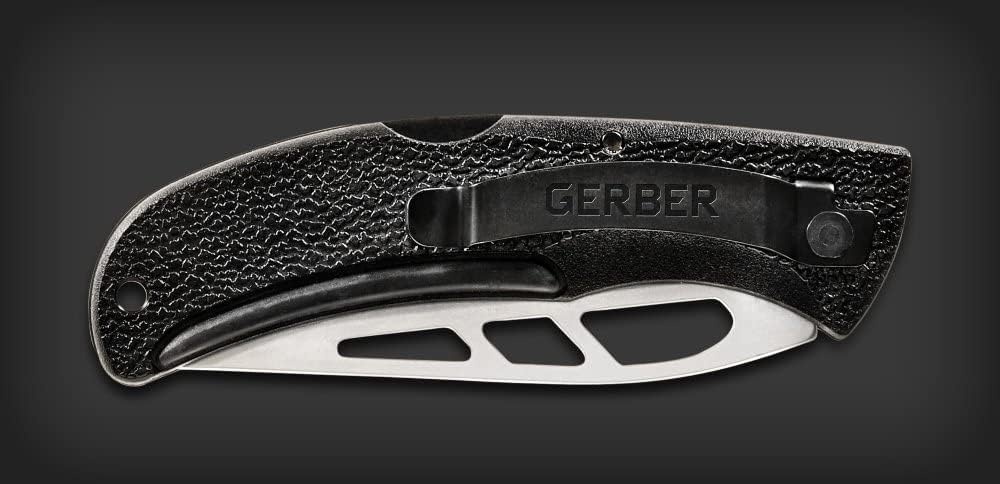 image:imageGerber Gear EZ Out Skeleton Knife Made in USA EDC Stainless Steel Folding Knife with Serrated Edge Black