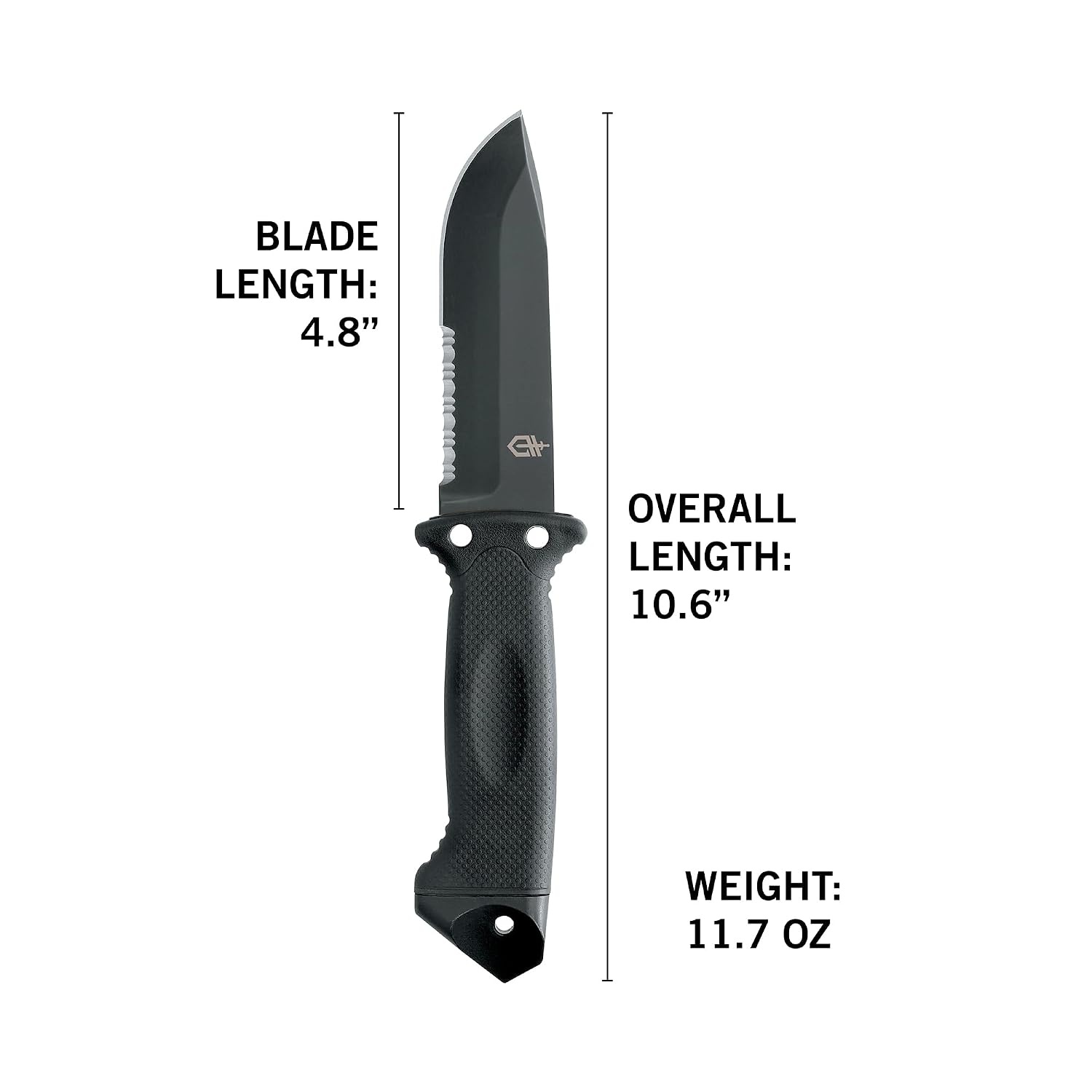 image:imageGerber Gear LMF II Infantry Survival Knife Made in USA Military Grade Tactical Fixed Blade with Serrated Edge Shock Absorbing Handle Molle Sheath and Sharpener BlackBlack
