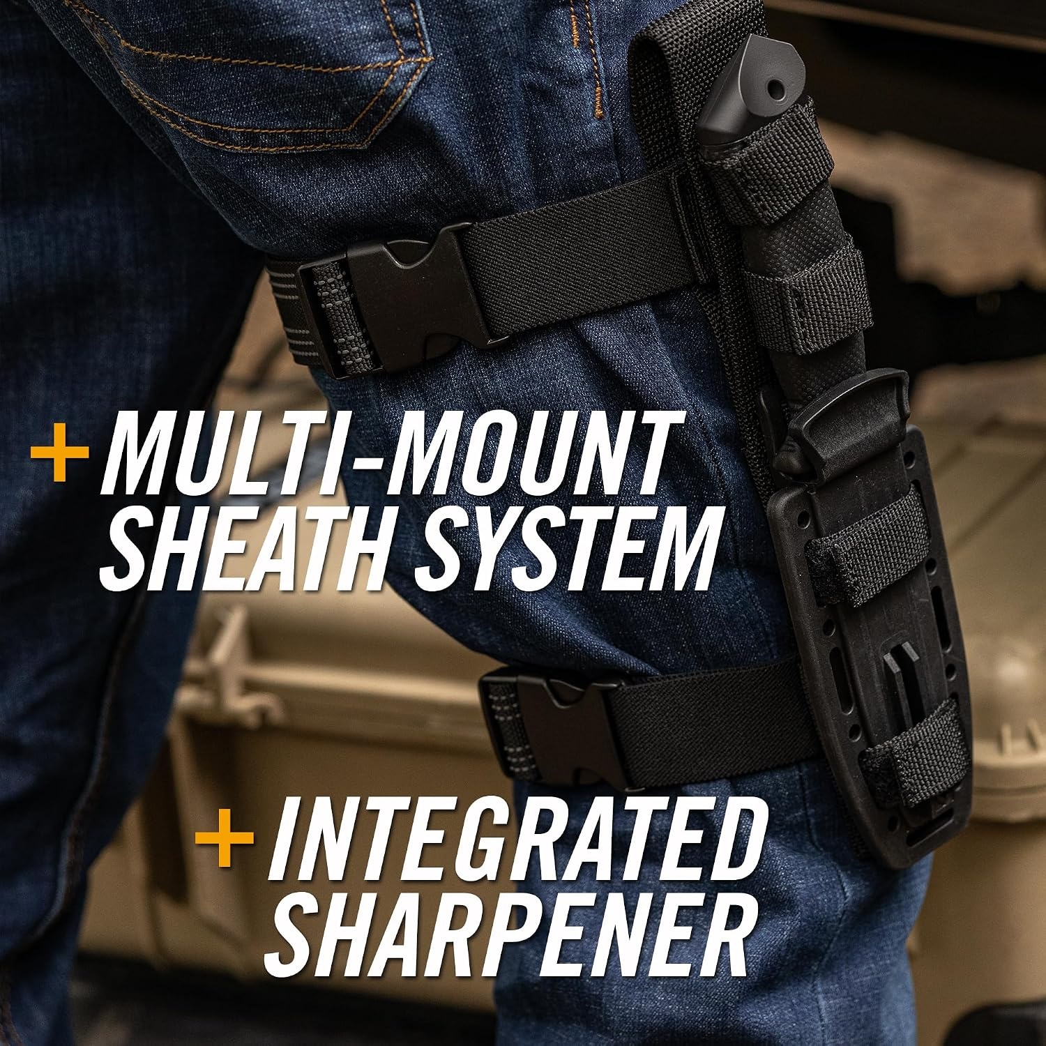image:imageGerber Gear LMF II Infantry Survival Knife Made in USA Military Grade Tactical Fixed Blade with Serrated Edge Shock Absorbing Handle Molle Sheath and Sharpener BlackBlack