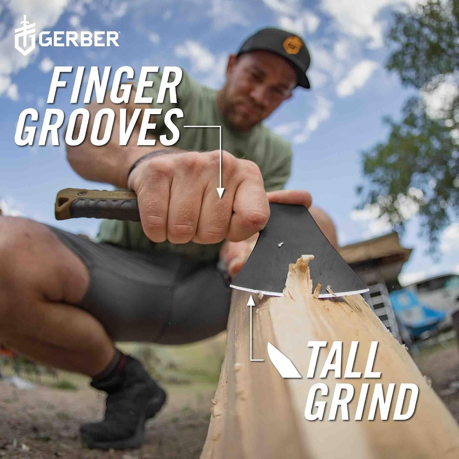 image:imageGerber Gear Pack Hatchet 35 Steel Blade Axe with Full Tang Survival Bushcraft and Camping Gear with Mountable Nylon Sheath Sage GreenCoyote Brown