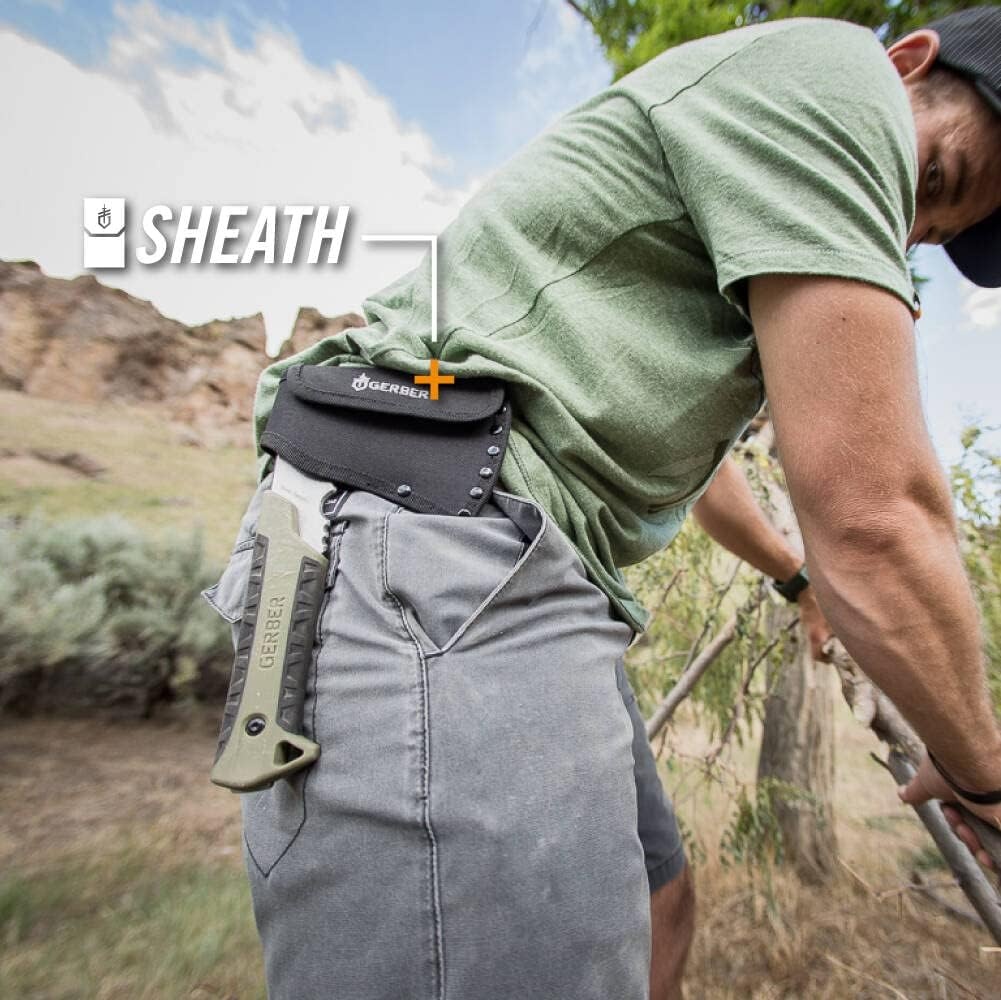 image:imageGerber Gear Pack Hatchet 35 Steel Blade Axe with Full Tang Survival Bushcraft and Camping Gear with Mountable Nylon Sheath Sage GreenSage Green