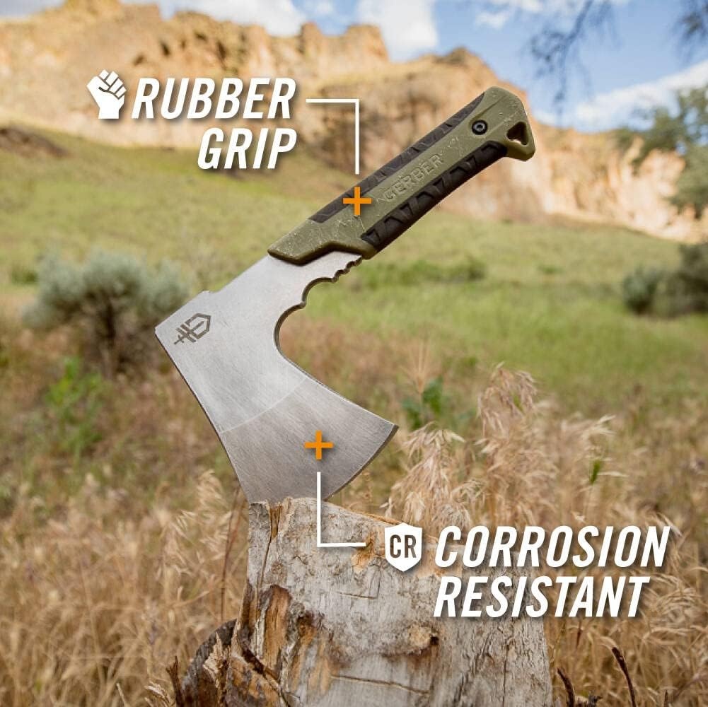 image:imageGerber Gear Pack Hatchet 35 Steel Blade Axe with Full Tang Survival Bushcraft and Camping Gear with Mountable Nylon Sheath Sage GreenSage Green