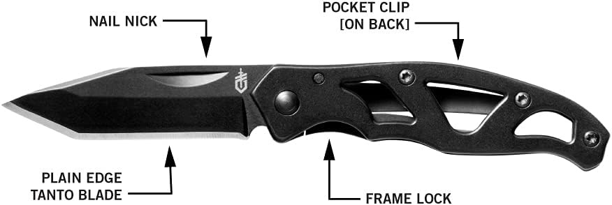 image:imageGerber Gear Paraframe II EDC Folding Pocket Knife 35 Tanto Point Serrated Edge with Safety Frame Lock Black21 Pack of 12