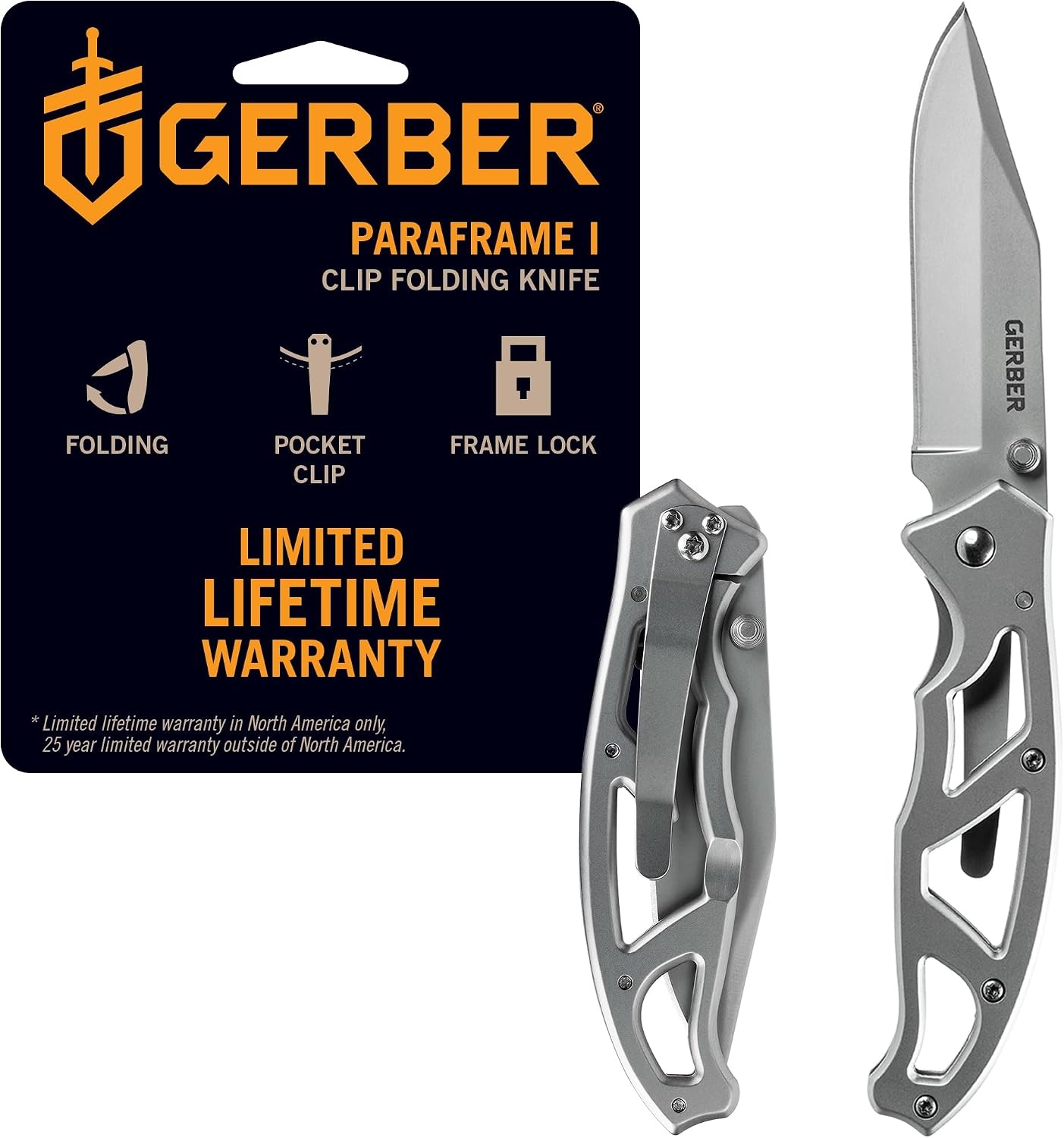 image:imageGerber Gear Paraframe II EDC Folding Pocket Knife 35 Tanto Point Serrated Edge with Safety Frame Lock Black3