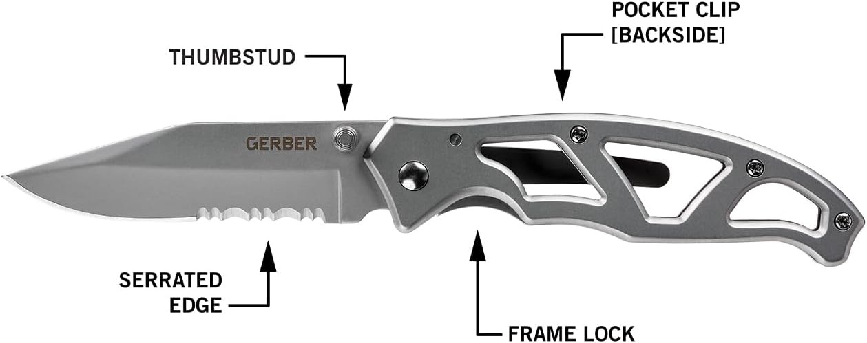 image:imageGerber Gear Paraframe II EDC Folding Pocket Knife 35 Tanto Point Serrated Edge with Safety Frame Lock Black7