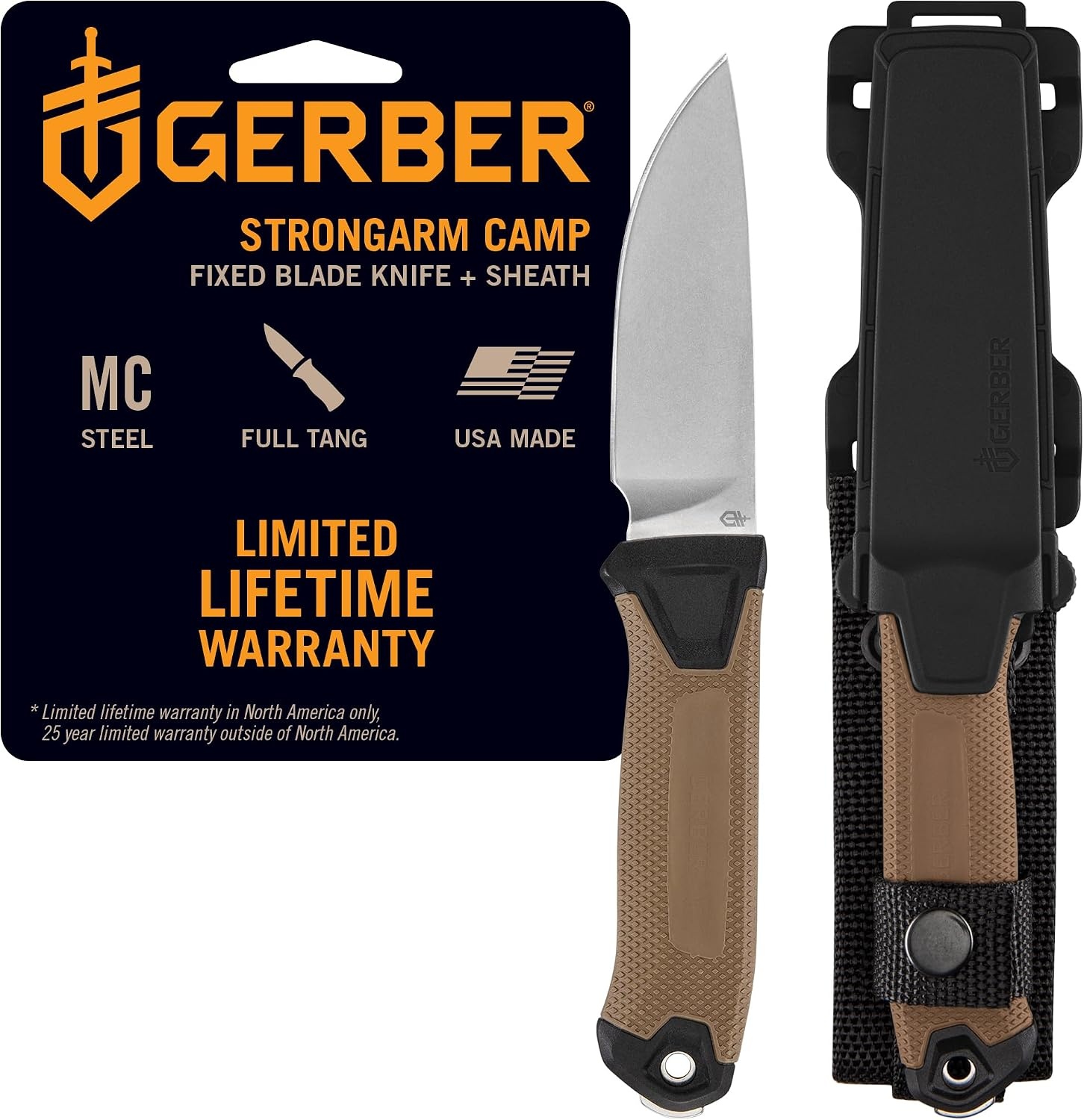 image:imageGerber Gear Strongarm Fixed Blade Tactical Knife for Survival Gear Coyote Brown Plain EdgeCoyote Brown