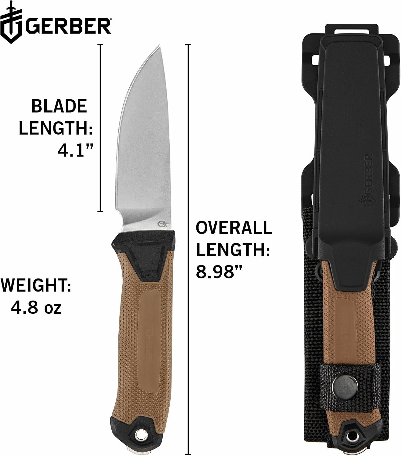 image:imageGerber Gear Strongarm Fixed Blade Tactical Knife for Survival Gear Coyote Brown Plain EdgeCoyote Brown