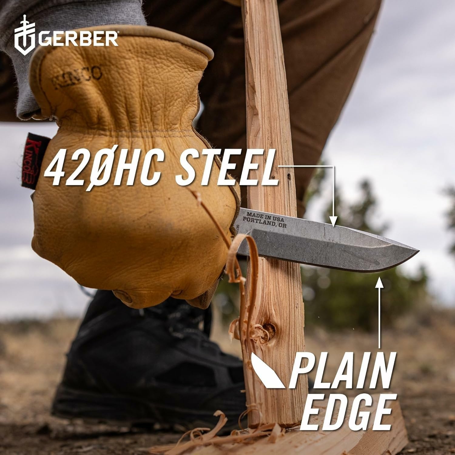 image:imageGerber Gear Strongarm Fixed Blade Tactical Knife for Survival Gear Coyote Brown Plain EdgeGrey