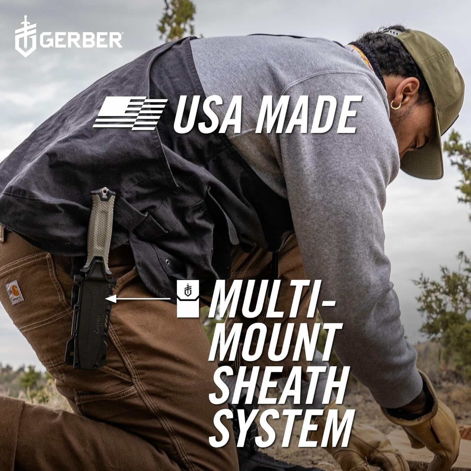 image:imageGerber Gear Strongarm Fixed Blade Tactical Knife for Survival Gear Coyote Brown Plain EdgeGrey