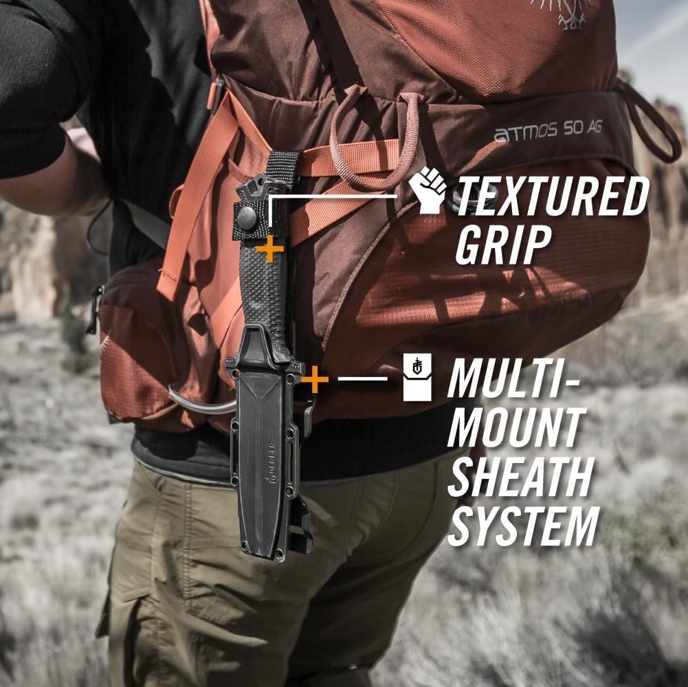 image:imageGerber Gear Strongarm Fixed Blade Tactical Knife for Survival Gear Coyote Brown Plain EdgePlain edge Black