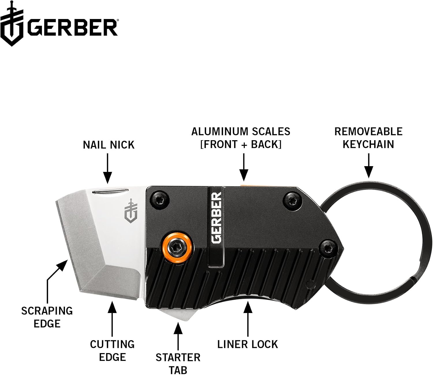 image:imageGerber Key Note EDC Keychain Mini Pocket Knife 1 Plain Edge Blade BlackBlack