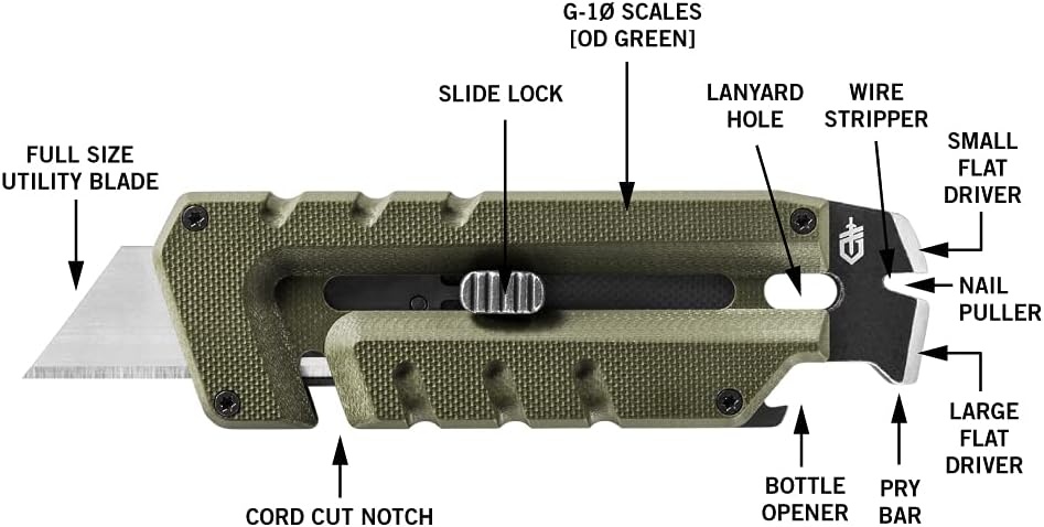 image:imageGerber Prybrid X EDC Pocket Knife Multitool with Bottle Opener GreenGreen G10 with Clip