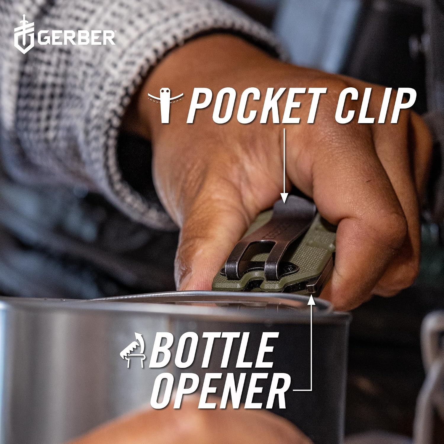 image:imageGerber Prybrid X EDC Pocket Knife Multitool with Bottle Opener GreenGreen G10 with Clip