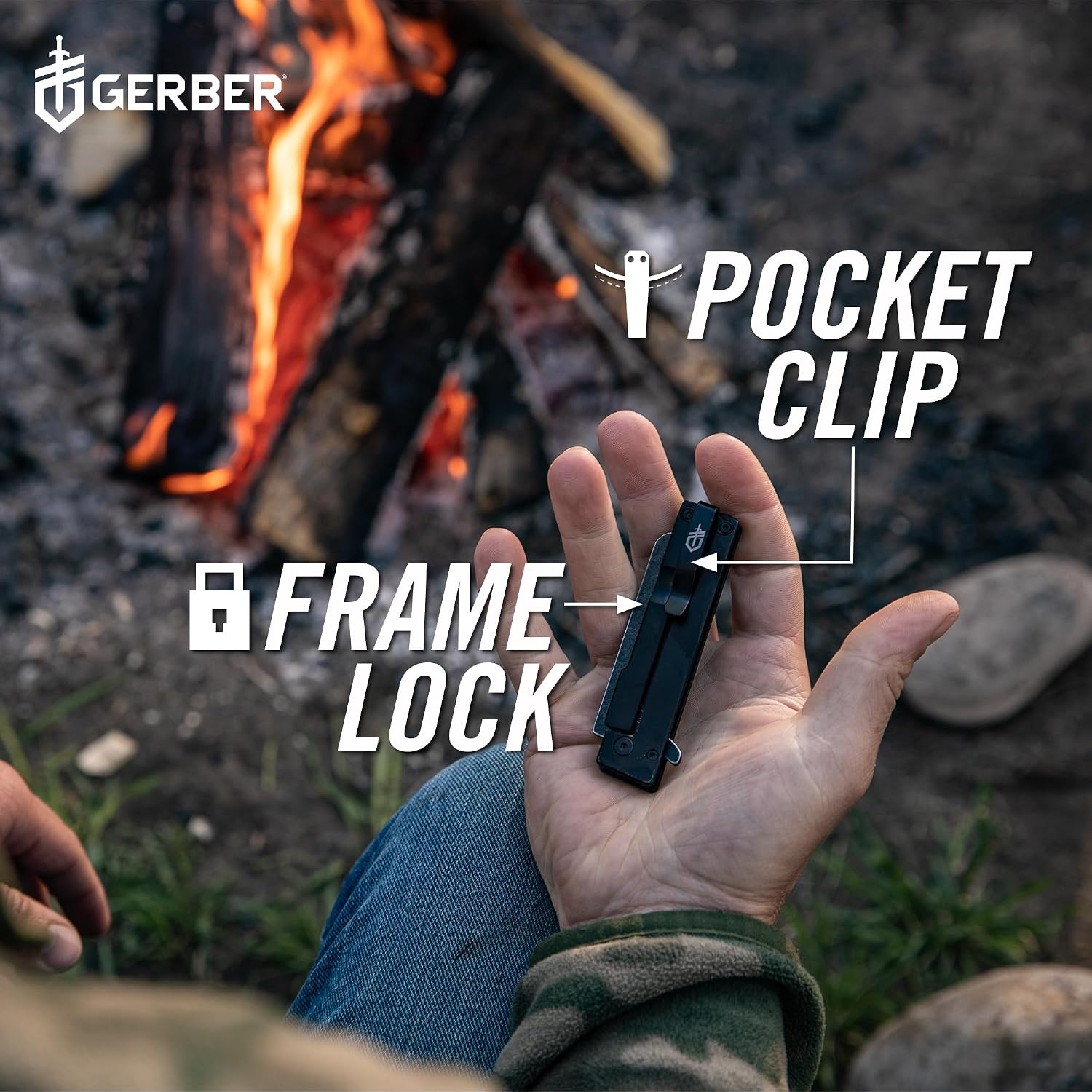image:imageGerber Quadrant EDC Folding Pocket Knife wClip Plain Edge Blade BambooBamboo