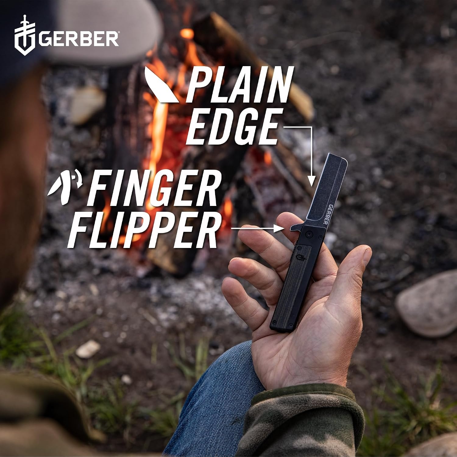 image:imageGerber Quadrant EDC Folding Pocket Knife wClip Plain Edge Blade BambooBlack Bamboo