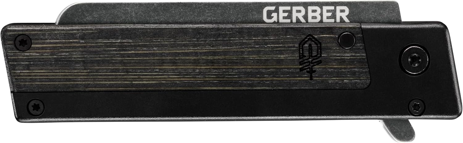 image:imageGerber Quadrant EDC Folding Pocket Knife wClip Plain Edge Blade BambooBlack Bamboo