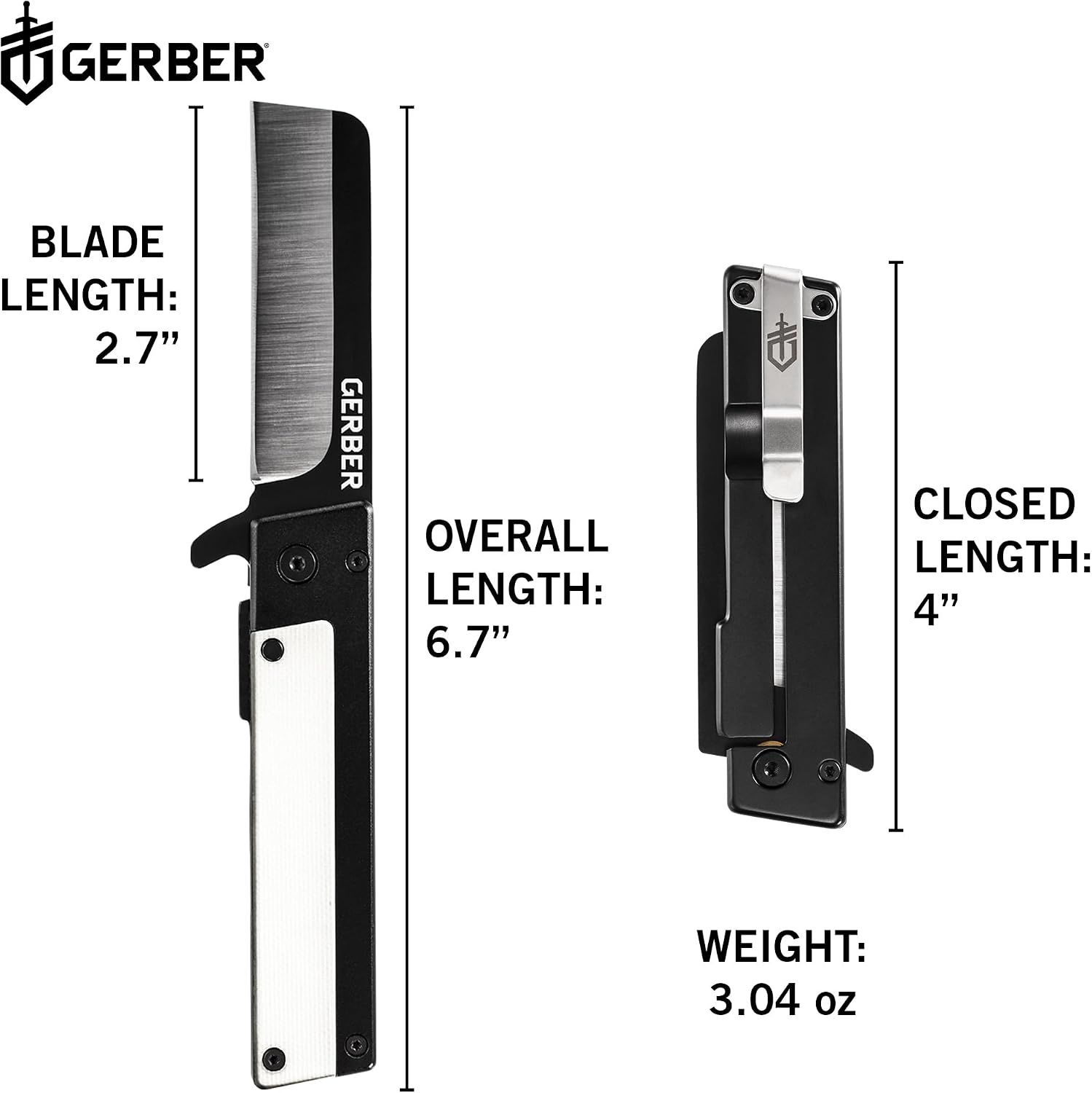 image:imageGerber Quadrant EDC Folding Pocket Knife wClip Plain Edge Blade BambooWhite