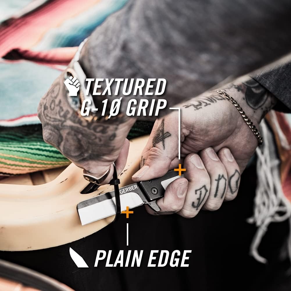 image:imageGerber Quadrant EDC Folding Pocket Knife wClip Plain Edge Blade BambooWhite