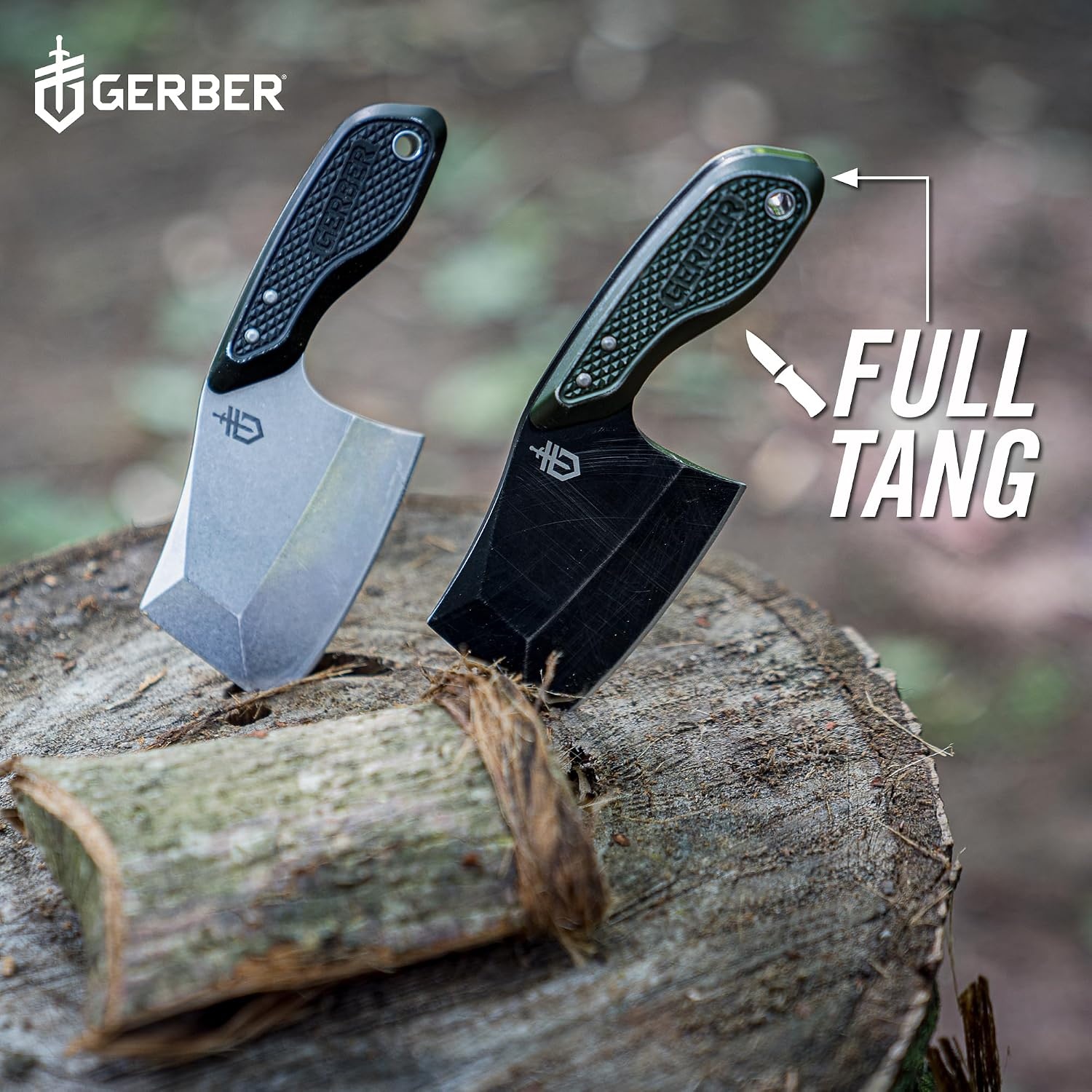 image:imageGerber TRITip Mini Cleaver Fixed Blade Bushcraft Knife Molle Sheath GreenBlack