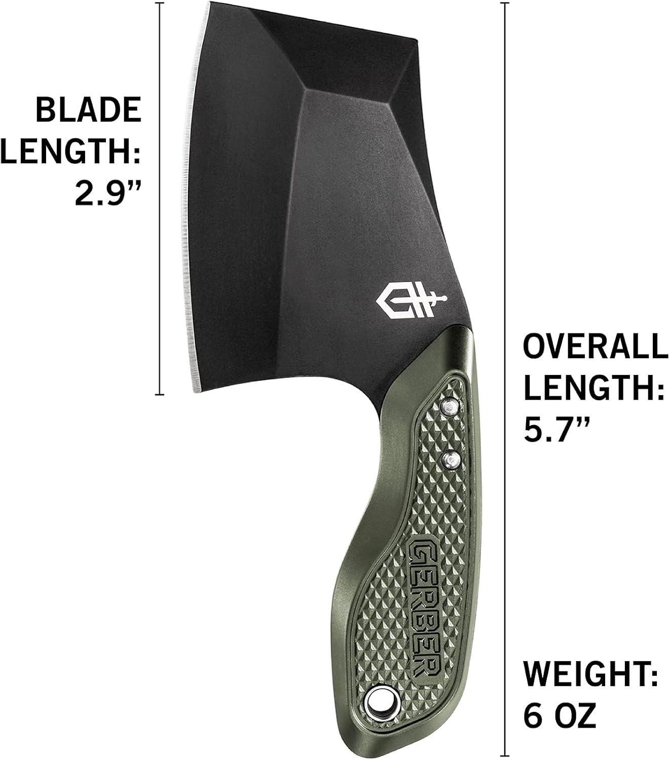 image:imageGerber TRITip Mini Cleaver Fixed Blade Bushcraft Knife Molle Sheath GreenGreen