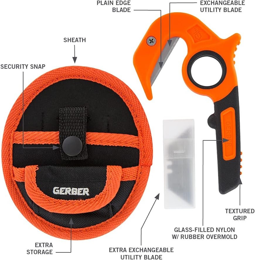 image:imageGerber Vital Zip Utility Knife w Sheath Plain Edge Blade Stainless Steel06