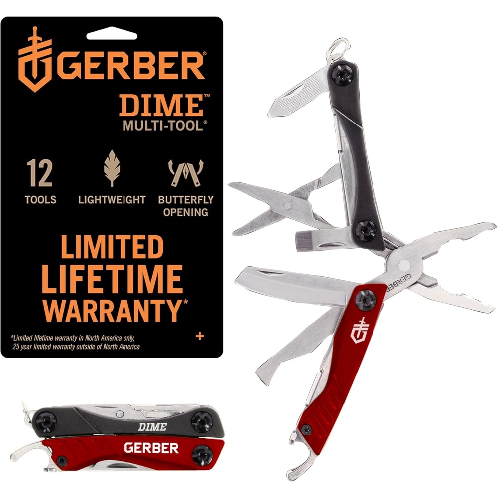 image:imageGerber Dime 12in1 Mini Multitool Pliers Pocket KnifeBottle OpenerBlackRed