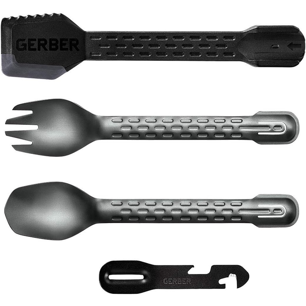 image:imageGerber Gear ComplEAT Camping Utensils Set for Outdoor Cooking Camping Cutlery with Fork Spoon Tongs Spatula and MultiFunctional Tool Onyx Black