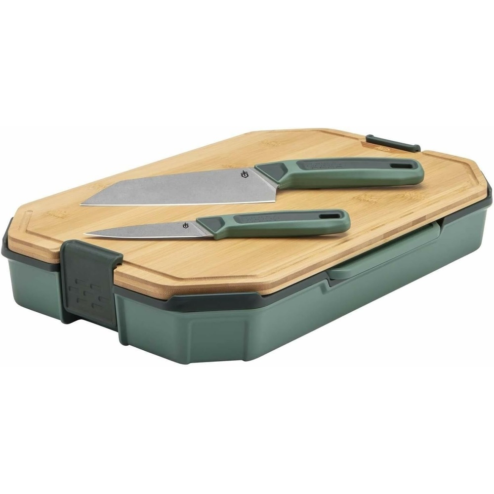 image:imageGerber Gear ComplEAT Cutting Board Set Chef amp Paring Knife BambooLarge