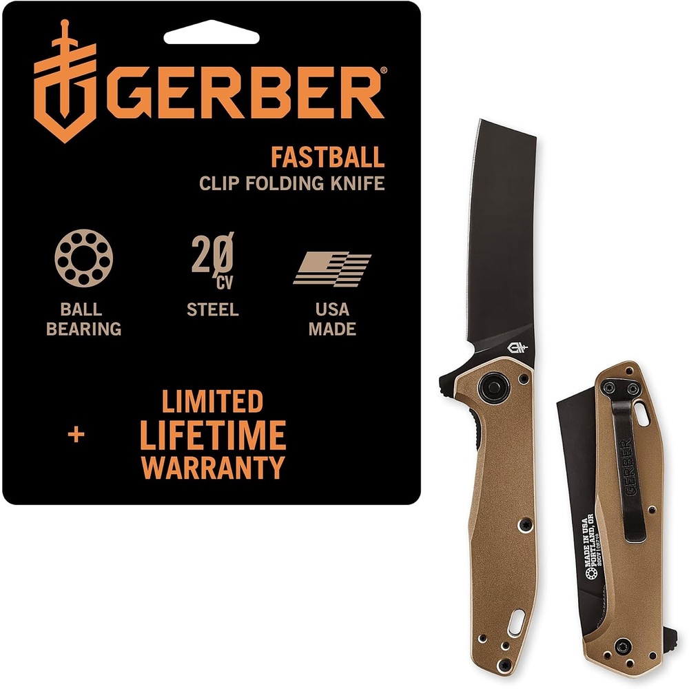image:imageGerber Gear Fastball  Wharncliffe EDC Folding Pocket Knife BlackCoyote Brown