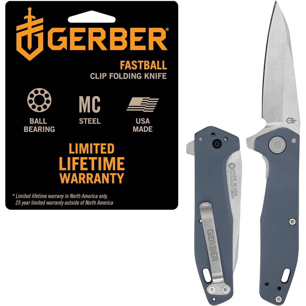 image:imageGerber Gear Fastball  Wharncliffe EDC Folding Pocket Knife BlackMagnacut Blue