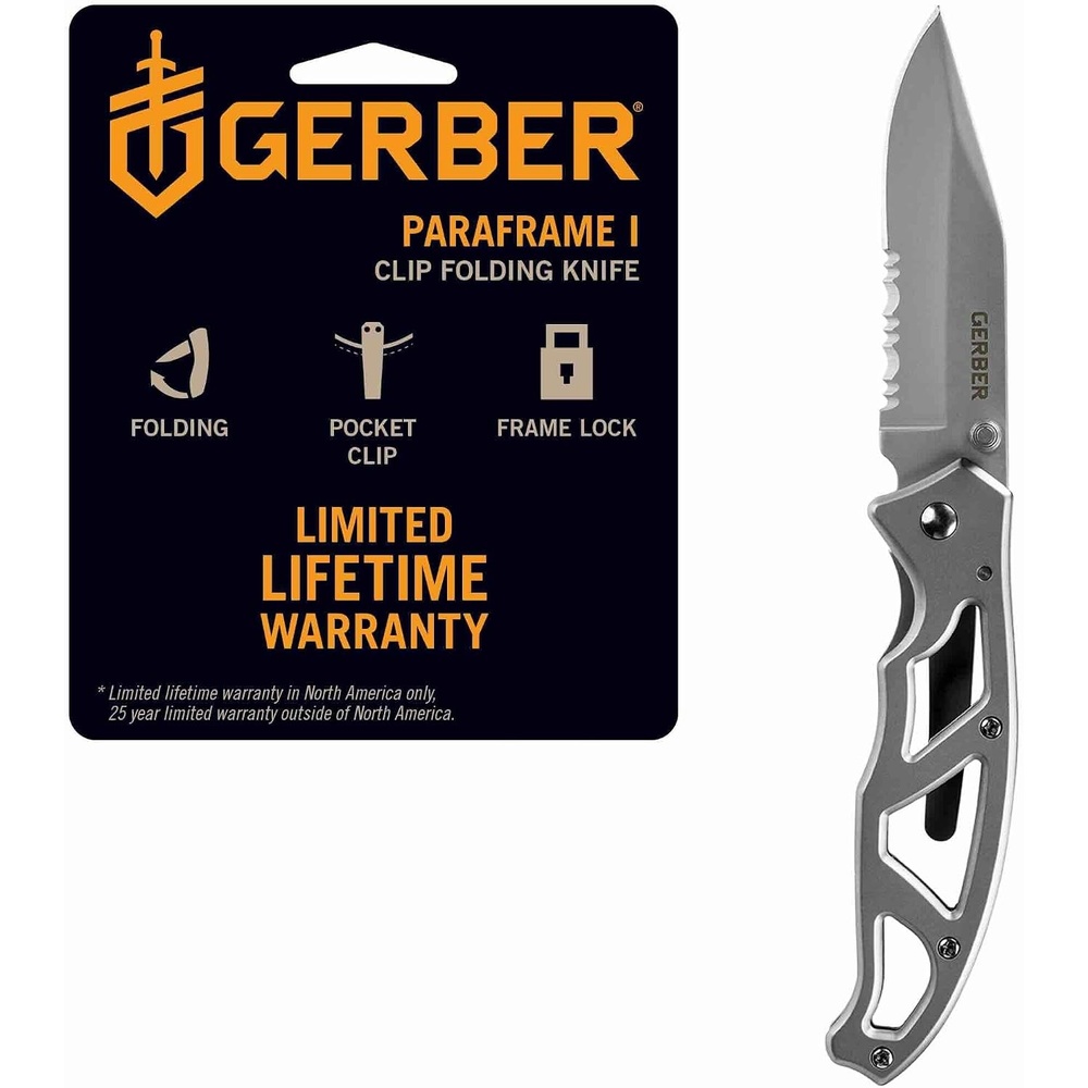 image:imageGerber Gear Paraframe II EDC Folding Pocket Knife 35 Tanto Point Serrated Edge with Safety Frame Lock Black05