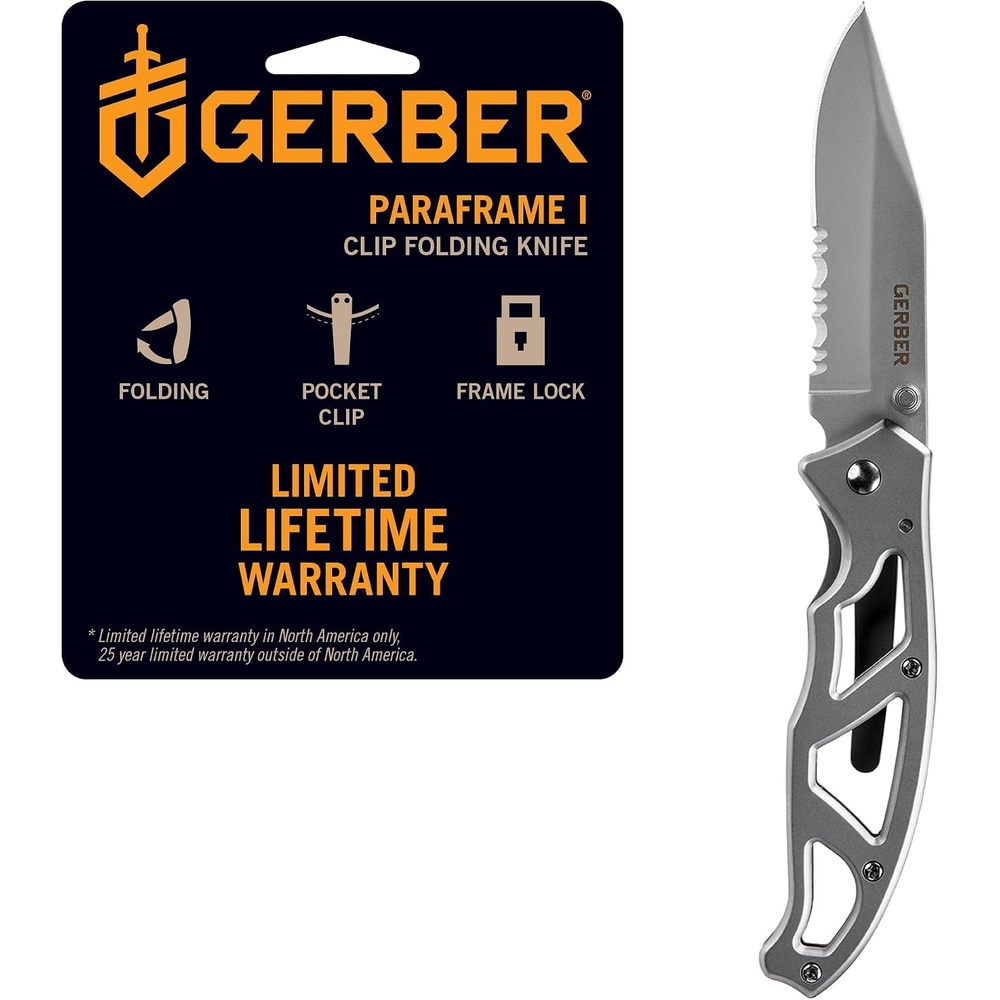 image:imageGerber Gear Paraframe II EDC Folding Pocket Knife 35 Tanto Point Serrated Edge with Safety Frame Lock Black7